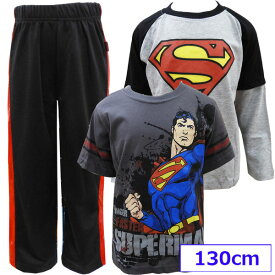 送料無料 SUPERMAN スーパーマン アメコミ DCコミック 子供服 キッズ セットアップ 上下セット スウエット ジャージ 7歳 130cm