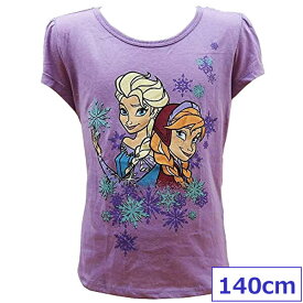 送料無料 Disney ディズニー プリンセス アナと雪の女王 Tシャツ 半袖 キッズ カットソー アナ エルサ パープル 140cm