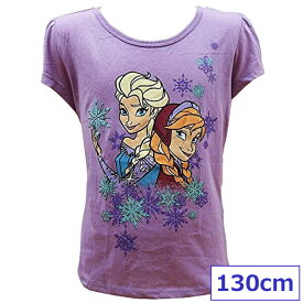 送料無料 Disney ディズニー プリンセス アナと雪の女王 Tシャツ 半袖 キッズ カットソー アナ エルサ パープル 130cm