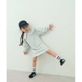 【90-150cm】裏毛 ビックカラー スウェットワンピース キッズ ジュニア 子供服 女の子 女児 ガール ペアマノン 秋 冬 通園 通学 低学年 中学年 高学年 保育園 幼稚園 小学校 ガーリー シンプル 可愛い カジュアル おそろい トレンド プチプラ