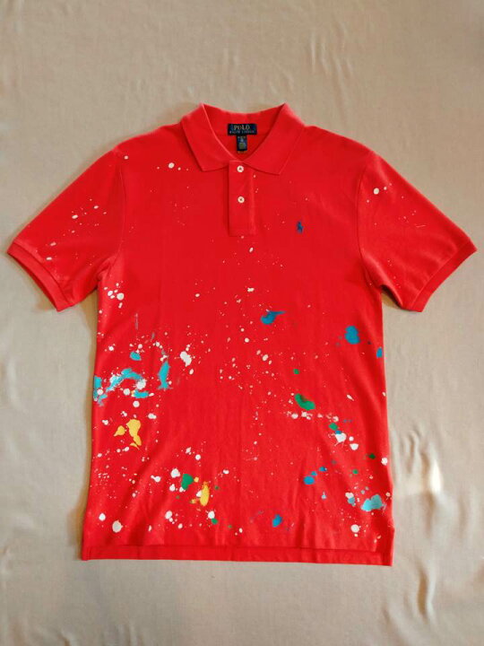 楽天市場】ポロ ラルフローレン ポロシャツ ペイント 加工 レッド Polo 