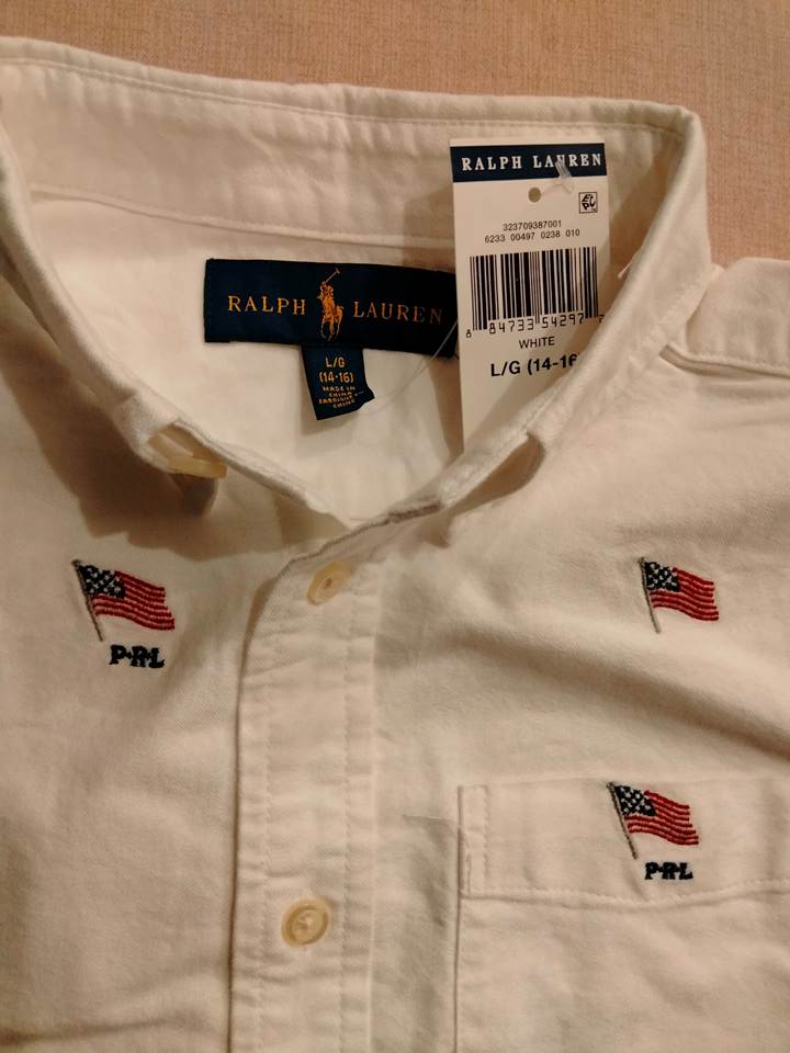ポロ ラルフローレン Polo Ralph Lauren 星条旗 アメリカ 国旗 ボタンダウン シャツ 総柄 刺繍 BDシャツ ホワイト 半袖 |  Country　Pie
