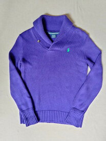 ラルフローレン Ralph Lauren ウィメンズ パープル ショールカラー ニット セーター コットン 紫 レディース Polo ポロ（アメリカ輸入USED品）