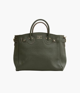 YOUNG&OLSEN THE DRYGOODS STORE ''EMBOSSED LEATHER BELTED TOTE S'' (KHAKI)