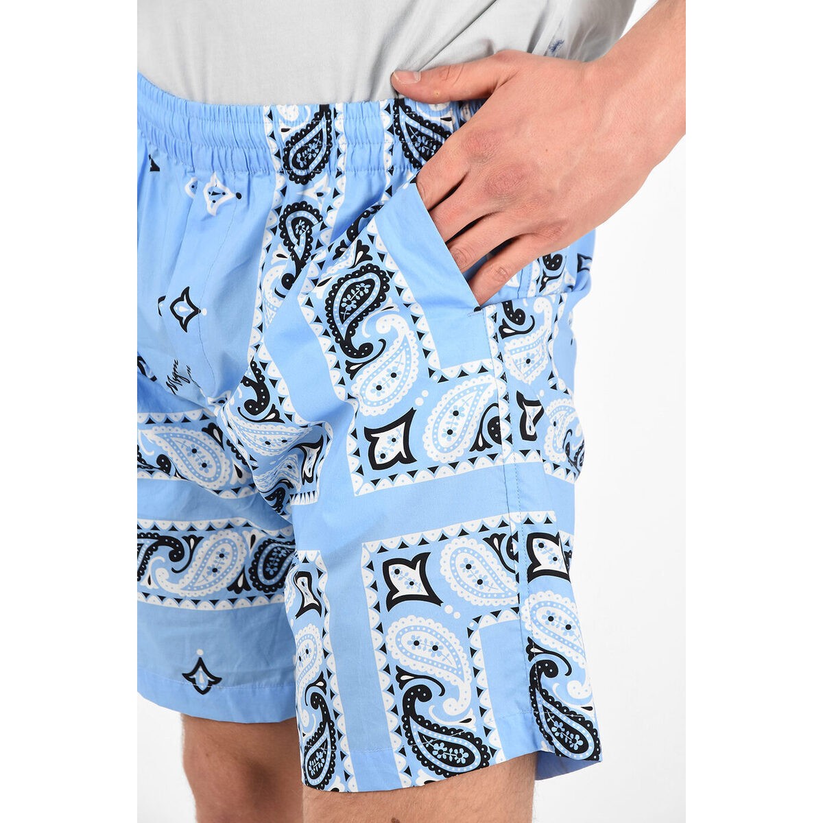 ズボン・パンツ-驚きの価格が実現！ MSGM/エムエスジーエム Light blue メンズ Cotton Paisley Printed  Bermuda Shorts with Drawstring Closur dk - indianstockphotos.in