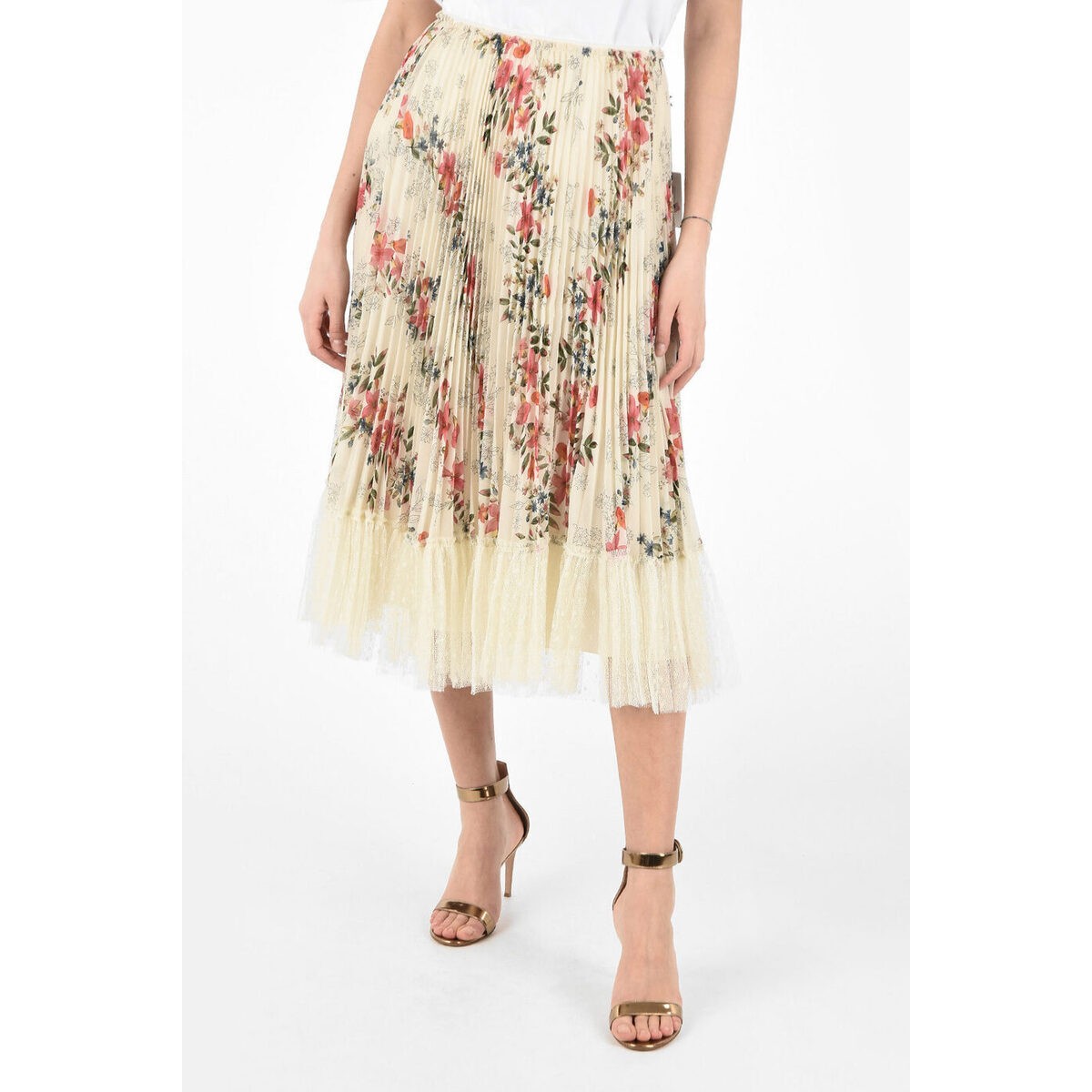 ファッションの スカート-Polka with Skirt Accordion Printed Floral 