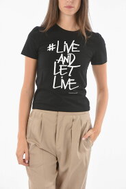 NEIL BARRETT ニールバレット トップス PNJT19A F565S 524 レディース PRINTED LIVE AND LET LIVE PETIT FIT T-SHIRT 【関税・送料無料】【ラッピング無料】 dk