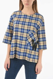 WOOLRICH ウールリッチ トップス COWRTEE0037UT1785 3086 レディース PLAID CHECKED OVERSIZED T-SHIRT WITH MAXI MONOGRAM PATCH 【関税・送料無料】【ラッピング無料】 dk
