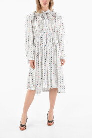 BALENCIAGA バレンシアガ ドレス 680795TLL11/K 9000 レディース RIBBON NECK PRINTED LONG SLEEVED DRESS 【関税・送料無料】【ラッピング無料】 dk