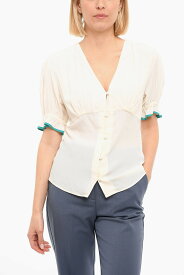 PAUL SMITH ポールスミス トップス W2R273M H30847 06 レディース BUTTONED TOP WITH PUFF SHORT SLEEVES 【関税・送料無料】【ラッピング無料】 dk