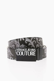 VERSACE ヴェルサーチ ベルト 74YA6F32 ZS688 PV3 メンズ JEANS COUTURE ALL-OVER BAROQUE MOTIF AND LOGO BELT 35MM 【関税・送料無料】【ラッピング無料】 dk