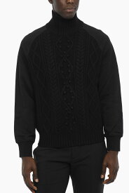 NEIL BARRETT ニール バレット ニットウェア PBMA051 T607C 0101 メンズ CABLE KNIT DOUBLE FABRIC HYBRID TURTLENECK SWEATER 【関税・送料無料】【ラッピング無料】 dk