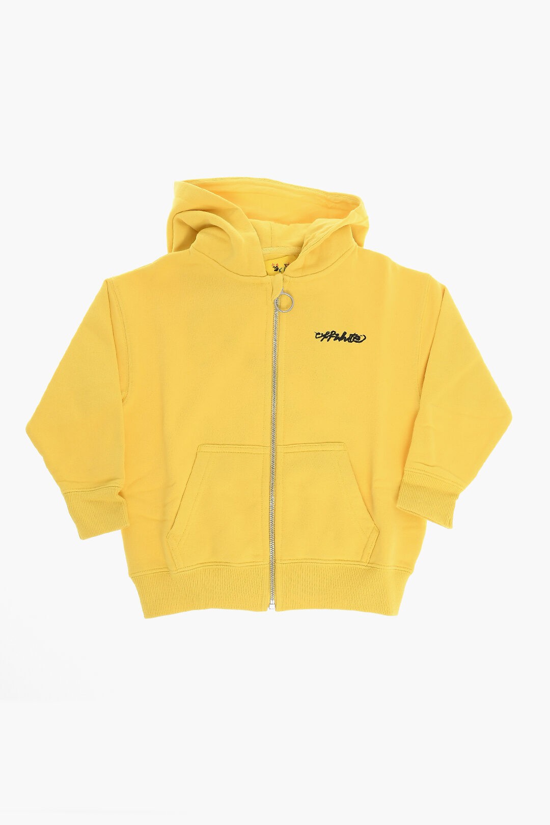 OFF-WHITE オフ ホワイト Yellow トレーナー OBBE001F21FLE0041810 ボーイズ HOODIE WITH ZIP CLOSURE AND LETTERING LOGO  dk