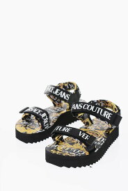 VERSACE ヴェルサーチ フラットシューズ 74VA3SX4 ZS196 G89 レディース JEANS COUTURE BAROQUE PRINTED MIAMI SANDALS WITH TOUCH STRAP 【関税・送料無料】【ラッピング無料】 dk