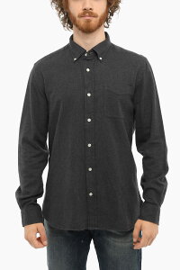 WOOLRICH E[b` Vc COWRCAM0006UT1634 123 Y COTTON FLANNEL SHIRT WITH BUTTON-DOWN COLLAR AND BREAST POCK y֐ŁEzybsOz dk