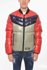 DSQUARED2 ディースクエアード ジャケット S74AM1278 S54056 308 メンズ TRI-COLOUR ZIP-UP DOWN JACKET WITH LOGO 【関税・送料無料】【ラッピング無料】 dk