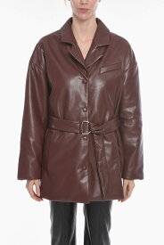 NANUSHKA ナヌーシュカ コート NW22PFOW01047 0 PLUM CHUTNEY レディース VEGAN LEATHER COAT WITH BELT 【関税・送料無料】【ラッピング無料】 dk