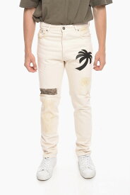 PALM ANGELS パーム エンジェルス デニム PMYA012F22DEN0050310 メンズ LIVED-IN SLIM FIT DENIMS WITH LEATHER LOGO PATCH 17CM 【関税・送料無料】【ラッピング無料】 dk