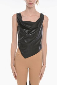 NANUSHKA ナヌーシュカ トップス NW22PFTP02599 0 BLACK レディース VEGAN LEATHER DRAPED TOP 【関税・送料無料】【ラッピング無料】 dk