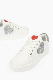 【15,000円以上ご購入で1,000円OFF！】 MOSCHINO モスキーノ スニーカー JA15053G1CIA0100 レディース LOVE LOW TOP LEATHER SNEAKERS WITH RHINESTONED DETAILS 【関税・送料無料】【ラッピング無料】 dk