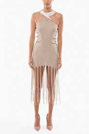 BOTTEGA VENETA ボッテガ ヴェネタ ドレス 631323VKWM09702 レディース SILK-BLEND FRINGED DRESS WITH CUT OUT SHOULDERS 【関税・送料無料】【ラッピング無料】 dk