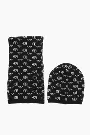 ARMANI アルマーニ 帽子 407518 2F481 00035 ボーイズ EMPORIO VIRGIN WOOL BEANIE AND SCARF SET WITH ALL-OVER LOGO 【関税・送料無料】【ラッピング無料】 dk