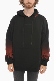 VISION OF SUPER ビジョンオブスーパー トレーナー VS00313BLACK メンズ FLEECED-COTTON HOODIE WITH FLAME-PRINT 【関税・送料無料】【ラッピング無料】 dk