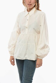 【本日0の付く日ポイント4倍!!】 KATESPADE ケイト スペード シャツ K6359 0 FRENCH CREAM レディース SILK AND COTTON BLOUSE WITH JEWEL BUTTONS AND RUFFLED DETAIL 【関税・送料無料】【ラッピング無料】 dk