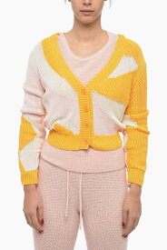 【本日5の付く日ポイント4倍!!】 MCM エムシーエム ニットウェア MFDCSMM01Y5 0 VIBRANT YELLOW PLUMERIA レディース SEE THROUGH INSERTS COTTON CARDIGAN 【関税・送料無料】【ラッピング無料】 dk