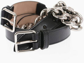ALEXANDER MCQUEEN アレキサンダー マックイーン ベルト 667014/1BR0Y1000 レディース LEATHER DOUBLE BELT WITH CHAIN DETAIL 25MM 【関税・送料無料】【ラッピング無料】 dk
