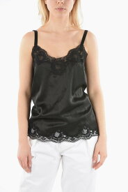 【本日5の付く日ポイント4倍!!】 DOLCE&GABBANA ドルチェ&ガッバーナ トップス O7A00T/FUAD8N0000 レディース SILK BLEND SLEEVELESS TOP WITH LACE BORDERS 【関税・送料無料】【ラッピング無料】 dk