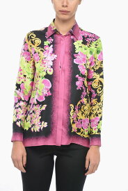 VERSACE ヴェルサーチ シャツ 10013601A06670 5B100 レディース FLORAL PATTERNED ORCHID SILK SHIRT 【関税・送料無料】【ラッピング無料】 dk