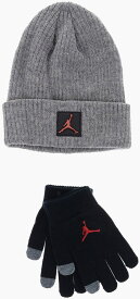 NIKE KIDS ナイキ 帽子 9A0604-GEH ボーイズ AIR JORDAN RIBBED BEANIE AND GLOVES SET WITH CONTRASTING LOG 【関税・送料無料】【ラッピング無料】 dk