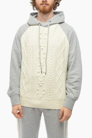 NEIL BARRETT ニール バレット トレーナー PBMA061 T608C 1887 メンズ KNITTED HYBRID HOODIE WITH JERSEY SLEEVES AND HOOD 【関税・送料無料】【ラッピング無料】 dk