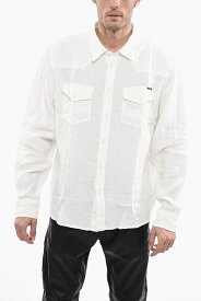 DIESEL ディーゼル シャツ A10100 RJCAM 141 メンズ LINEN S-EAST-LONG SHIRT WITH DOUBLE BREAST POCKET 【関税・送料無料】【ラッピング無料】 dk