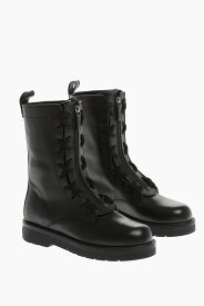 VALENTINO バレンチノ ブーツ XY0S0F78 GLF 0NO メンズ ZIPPED LEATHER COMBAT BOOTS WITH LACE UP DETAILS 【関税・送料無料】【ラッピング無料】 dk