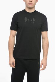 NEIL BARRETT ニール バレット トップス BJT048S S527S 0101 メンズ SLIM FIT MIRRORED BOLT CREW-NECK T-SHIRT WITH TON-ON-TONE PR 【関税・送料無料】【ラッピング無料】 dk