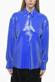 DAVID KOMA シャツ SS23DK23TPL BL レディース SEQUINED OVERSIZED SHIRT WITH SNAP BUTTONS 【関税・送料無料】【ラッピング無料】 dk