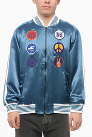 NEEDLES ニードルス ジャケット MR195PL BL メンズ SATIN BOMBER JACKET WITH PATCH DETAIL 【関税・送料無料】【ラッピング無料】 dk