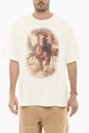 1989 STUDIO トップス D0605CO WHT メンズ SOLID COLOR CREW-NECK T-SHIRT WITH HORSE PRINT 【関税・送料無料】【ラッピング無料】 dk