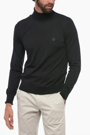 VERSACE ヴェルサーチ ニットウェア 1011344 1A07614 1B000 メンズ TURTLENECK WOOL BLEND SWEATER WITH LOGO 【関税・送料無料】【ラッピング無料】 dk