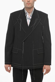 OFF WHITE オフホワイト ジャケット OMEW001S23FAB003 1001 メンズ DOUBLE-BREASTED WOOL BLEND BLAZER WITH VISIBLE STITCHINGS 【関税・送料無料】【ラッピング無料】 dk