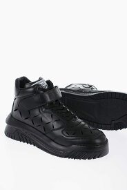 VERSACE ヴェルサーチ スニーカー 1008964/1A064031B00P メンズ LEATHER HIGH-TOP SNEAKERS WITH CUTOUTS 【関税・送料無料】【ラッピング無料】 dk