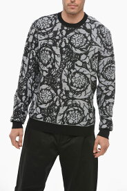 VERSACE ヴェルサーチ ニットウェア 1010240 1A07612 2B050 メンズ CREW NECK JACQUARD COTTON BLEND SWEATER WITH CONTRASTING EDG 【関税・送料無料】【ラッピング無料】 dk