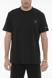 RAF SIMONS ラフ シモンズ トップス SM4204-45CO 102 メンズ FRED PERRY COTTON CREW-NECK T-SHIRT WITH PRINT ON TEH SLEEVE 【関税・送料無料】【ラッピング無料】 dk