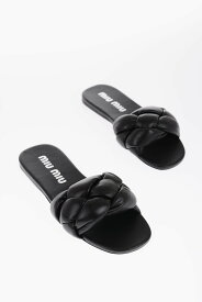 MIU MIU ミュウ ミュウ フラットシューズ 5XX487LYBF0002F005 NERO レディース CUIR SOLE LEATHER PADDED SLIDERS 【関税・送料無料】【ラッピング無料】 dk