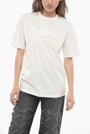 【毎月1日はエントリーでポイント3倍！】 ALEXANDER MCQUEEN アレキサンダー マックイーン トップス 659729QZAD30954 レディース CREW NECK COTTON T-SHIRT WITH PRINTED LOGO 【関税・送料無料】【ラッピング無料】 dk