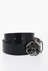 ALEXANDER MCQUEEN アレキサンダー マックイーン ベルト 6870741BRCC 1000 レディース SOLID COLOR LEATHER BELT WITH SILVER-TONE BUCKLE 40MM 【関税・送料無料】【ラッピング無料】 dk