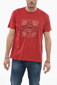 ETRO エトロ トップス 1Y020 9223 600 メンズ PAISELY PATTERNED SOLID COLOR CREW-NECK T-SHIRT 【関税・送料無料】【ラッピング無料】 dk
