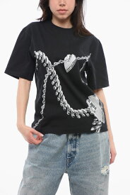バーバリー BURBERRY Tシャツ トップス レディース T-shirts and tops CREW NECK CHAINED COTTON T-SHIRT WITH PRINT 8088196BLACK IP PAT 関税 送料無料 ラッピング無料 2020SS dk